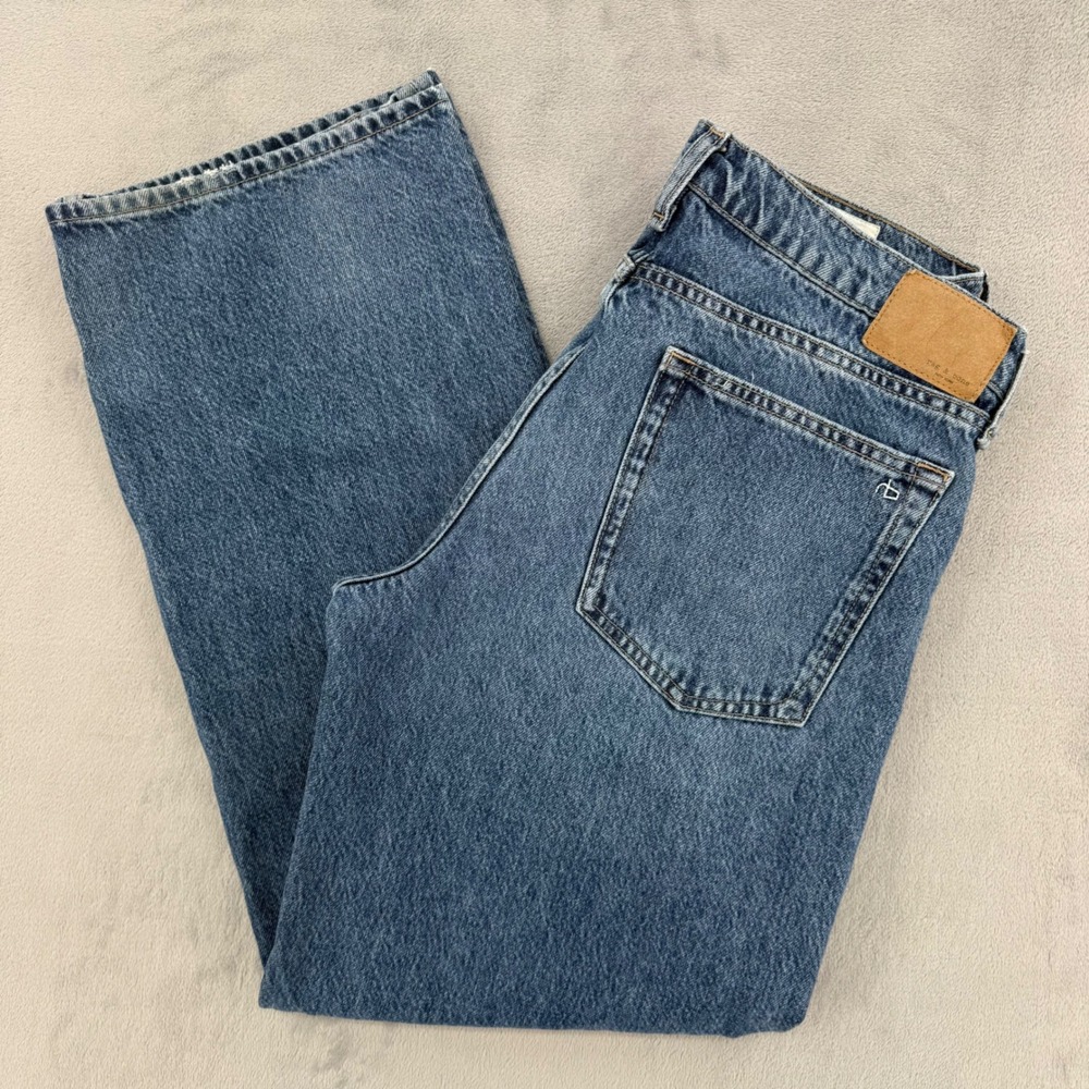 Rag & Bone Women 30 Saige Low Rise Relaxed Straight Full Jeans Echo Wash Denim